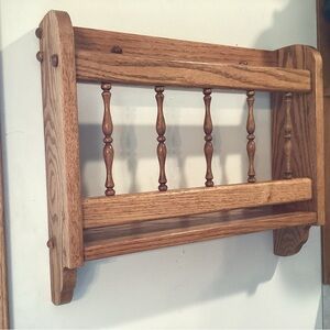 Wooden Vintage Wall Mounted Solid Oak Magazine Rack